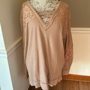 Pale pumpkin colored waffle top